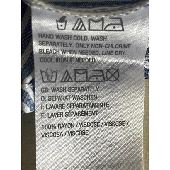 Attitudes by Renee Womens Striped Sz 2 Viscose Button Front Top White Blue - Picture 9 of 9